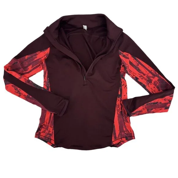 Under Armour ColdGear 1/2 Zip Pullover Brown Red Graphic Size Small - Picture 5 of 6